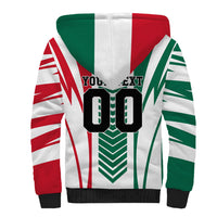 Personalized Mexico Football Sherpa Hoodie Mexican Flag Jaguar Mascot Soccer Ball