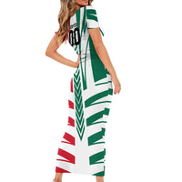 Personalized Mexico Football Short Sleeve Bodycon Dress Mexican Flag Jaguar Mascot Soccer Ball