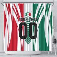 Personalized Mexico Football Shower Curtain Mexican Flag Jaguar Mascot Soccer Ball