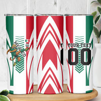 Personalized Mexico Football Skinny Tumbler Mexican Flag Jaguar Mascot Soccer Ball