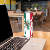Personalized Mexico Football Skinny Tumbler Mexican Flag Jaguar Mascot Soccer Ball