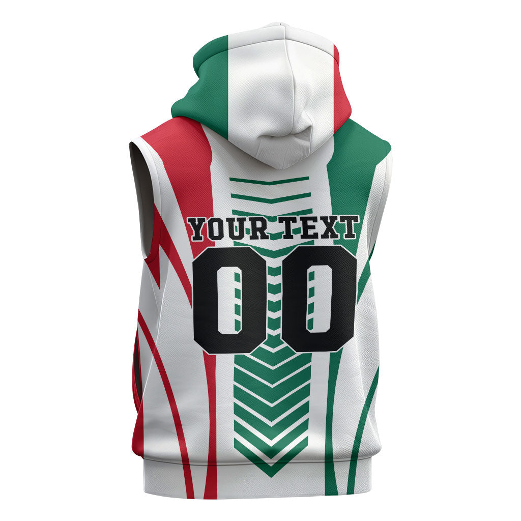Personalized Mexico Football Sleeveless Hoodie Mexican Flag Jaguar Mascot Soccer Ball