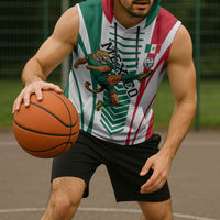 Personalized Mexico Football Sleeveless Hoodie Mexican Flag Jaguar Mascot Soccer Ball