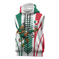 Personalized Mexico Football Sleeveless Zip Hoodie Mexican Flag Jaguar Mascot Soccer Ball