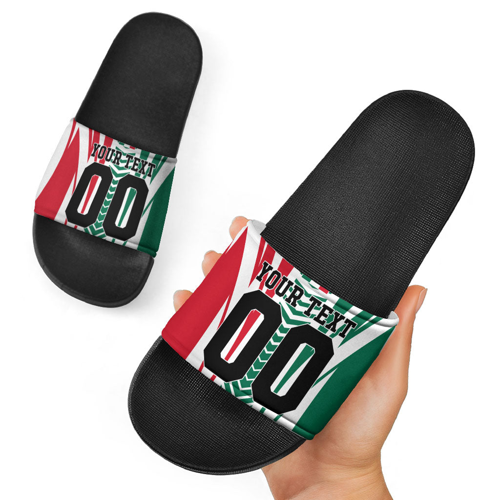 Personalized Mexico Football Slide Sandals Mexican Flag Jaguar Mascot Soccer Ball