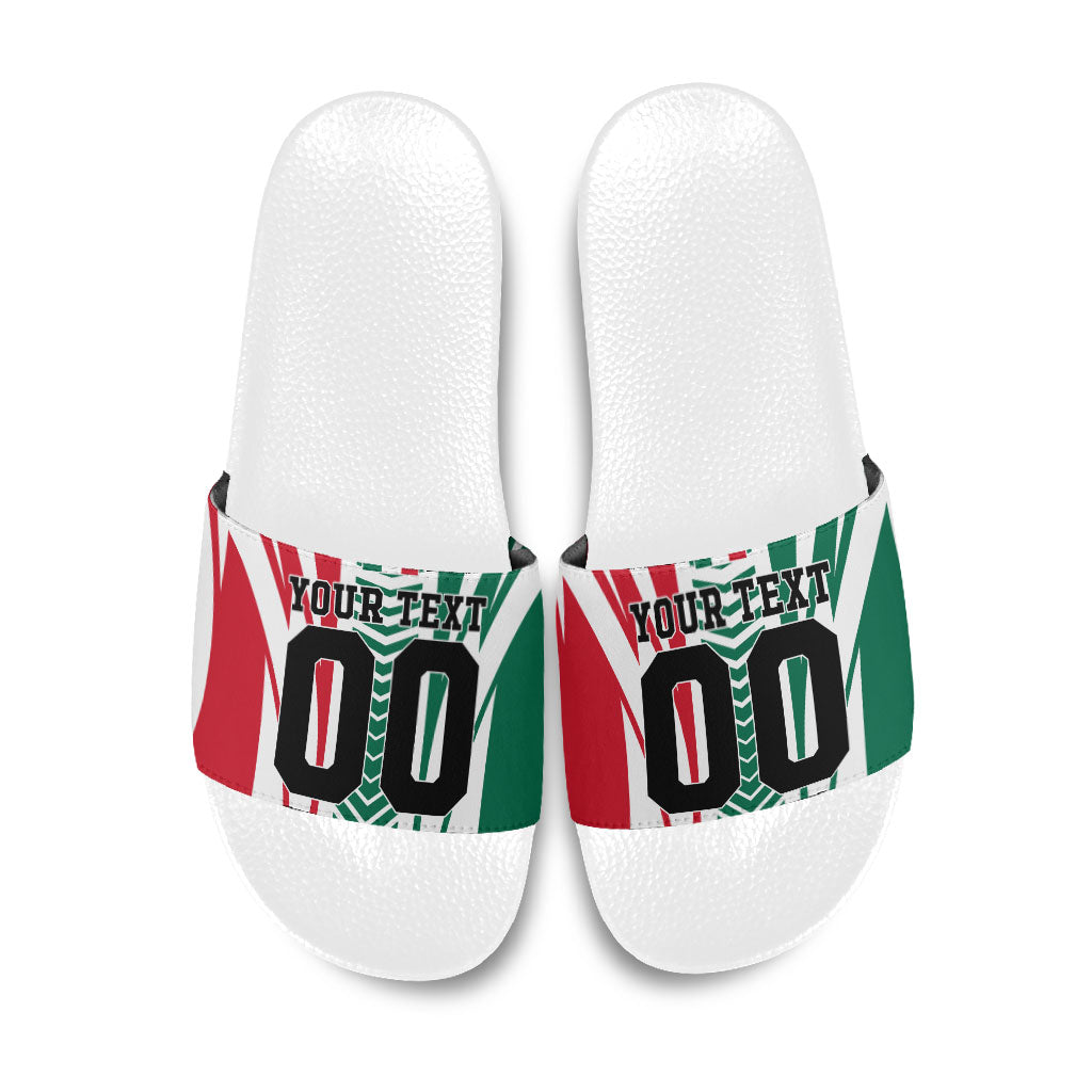 Personalized Mexico Football Slide Sandals Mexican Flag Jaguar Mascot Soccer Ball