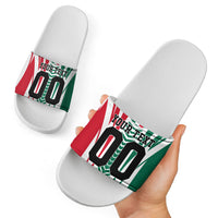 Personalized Mexico Football Slide Sandals Mexican Flag Jaguar Mascot Soccer Ball