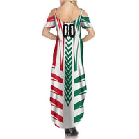 Personalized Mexico Football Summer Maxi Dress Mexican Flag Jaguar Mascot Soccer Ball