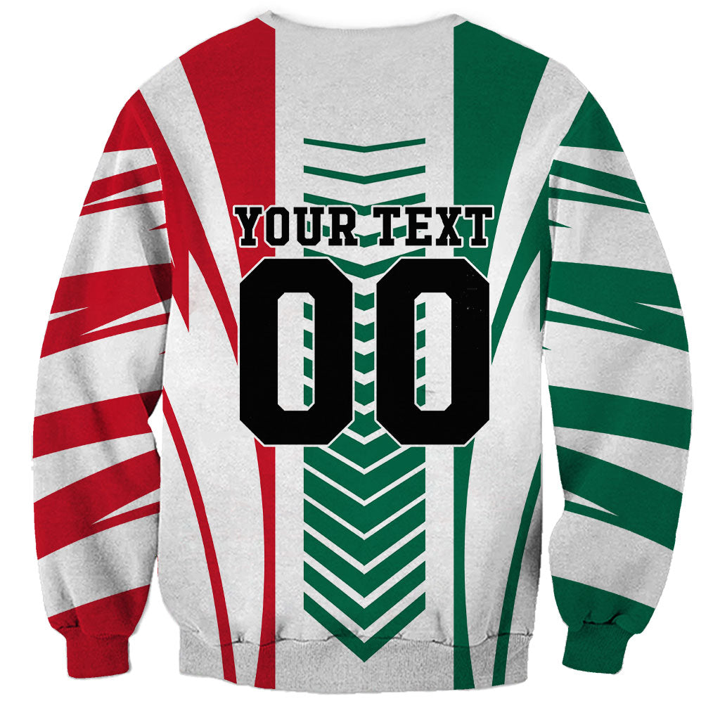 Personalized Mexico Football Sweatshirt Mexican Flag Jaguar Mascot Soccer Ball