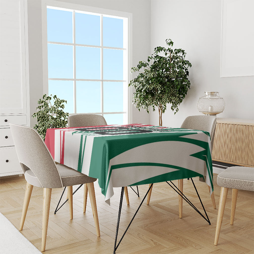 Personalized Mexico Football Tablecloth Mexican Flag Jaguar Mascot Soccer Ball
