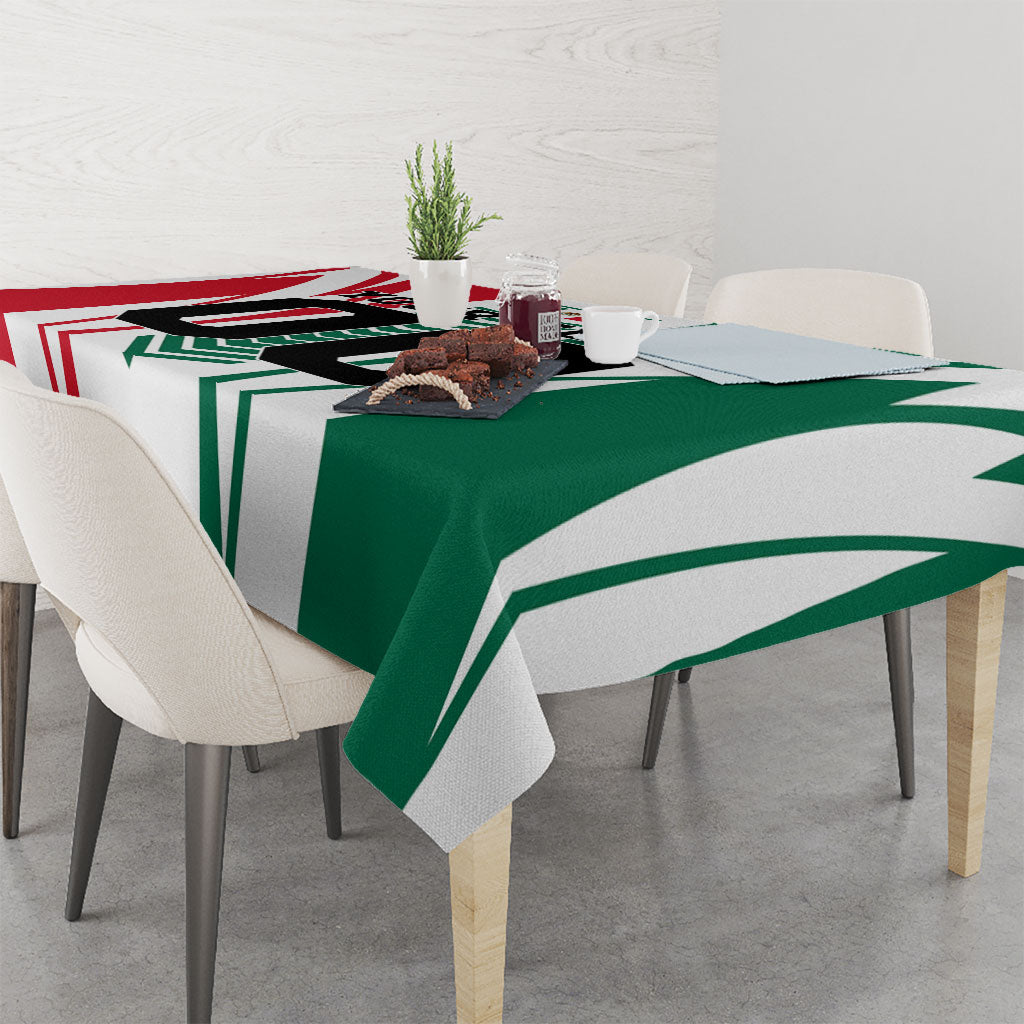Personalized Mexico Football Tablecloth Mexican Flag Jaguar Mascot Soccer Ball