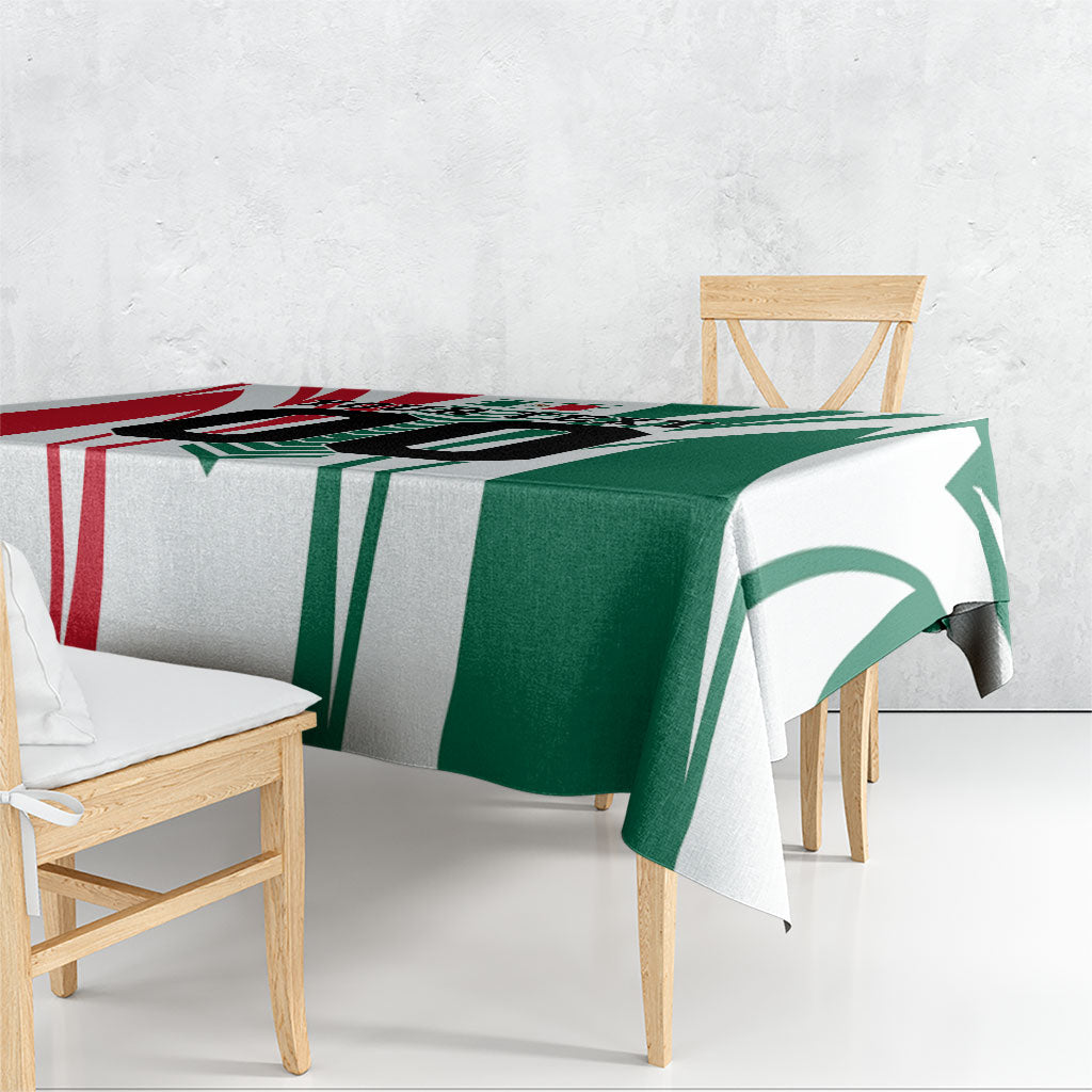 Personalized Mexico Football Tablecloth Mexican Flag Jaguar Mascot Soccer Ball