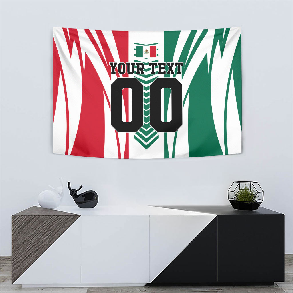 Personalized Mexico Football Tapestry Mexican Flag Jaguar Mascot Soccer Ball