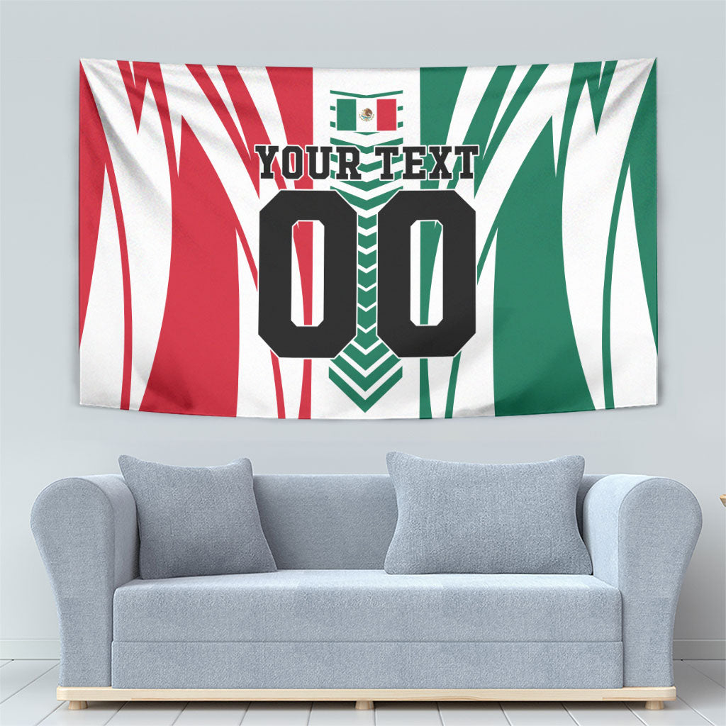 Personalized Mexico Football Tapestry Mexican Flag Jaguar Mascot Soccer Ball