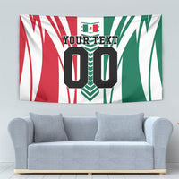 Personalized Mexico Football Tapestry Mexican Flag Jaguar Mascot Soccer Ball