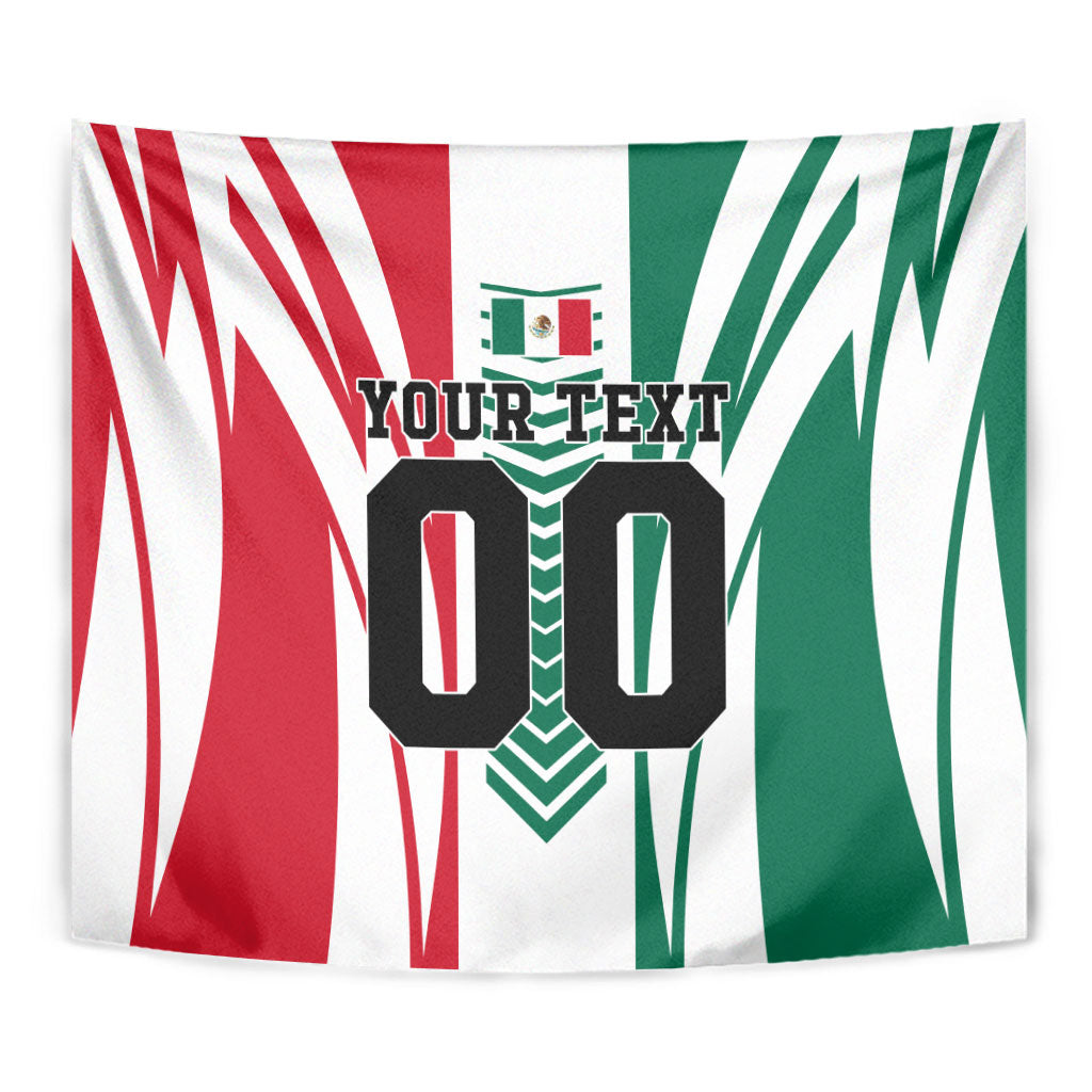 Personalized Mexico Football Tapestry Mexican Flag Jaguar Mascot Soccer Ball