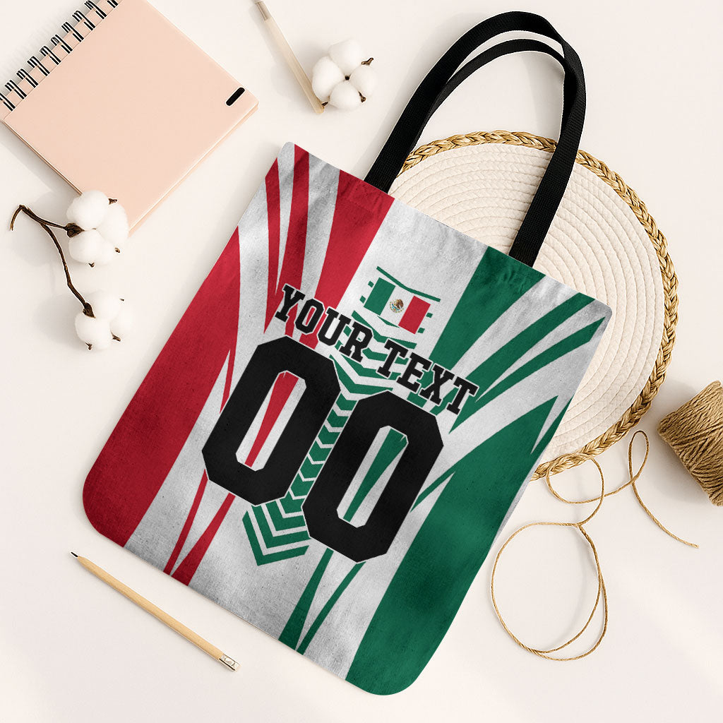 Personalized Mexico Football Tote Bag Mexican Flag Jaguar Mascot Soccer Ball