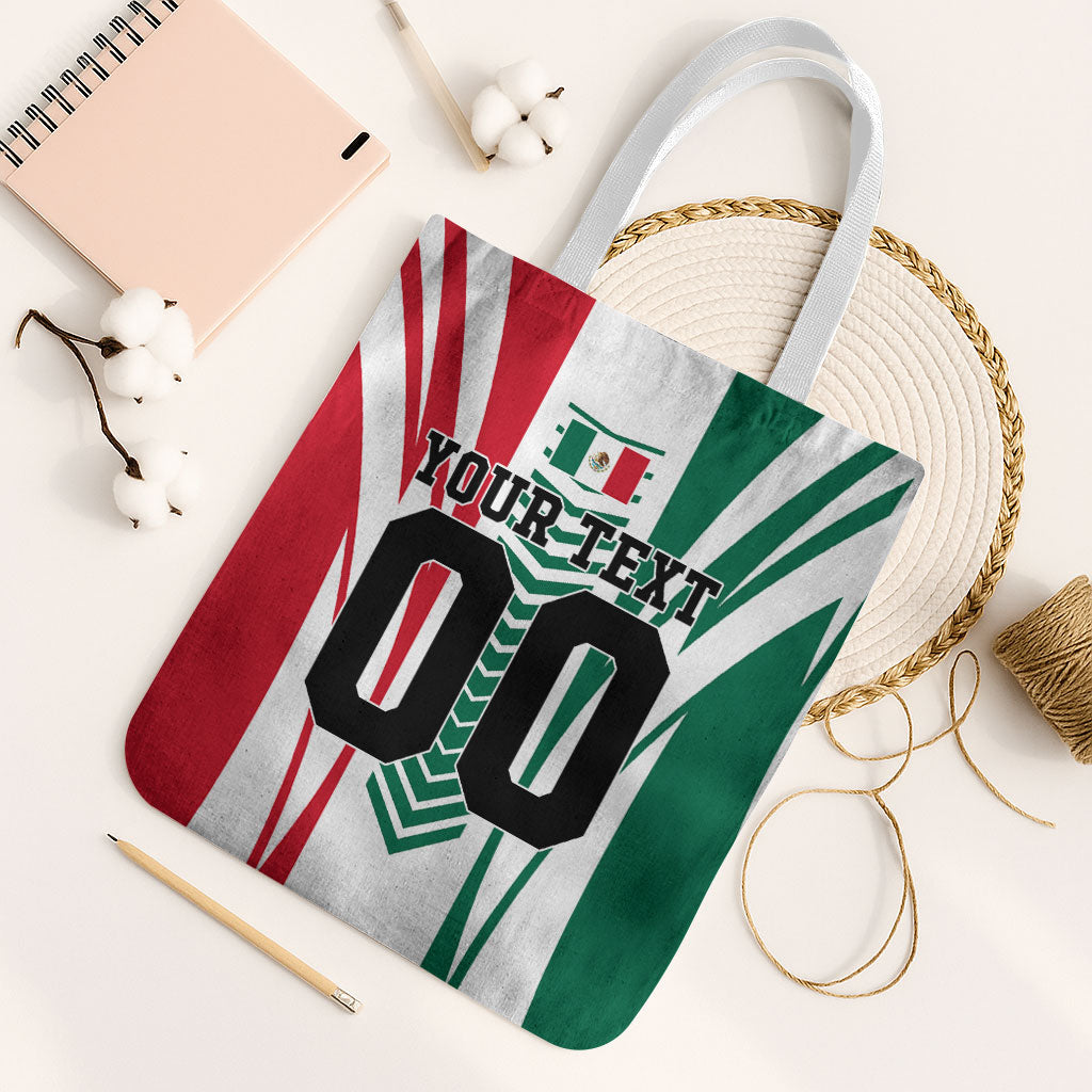 Personalized Mexico Football Tote Bag Mexican Flag Jaguar Mascot Soccer Ball