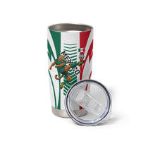 Personalized Mexico Football Tumbler Cup Mexican Flag Jaguar Mascot Soccer Ball