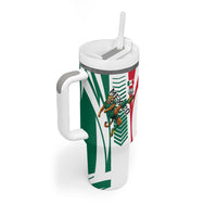 Personalized Mexico Football Tumbler With Handle Mexican Flag Jaguar Mascot Soccer Ball