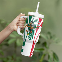 Personalized Mexico Football Tumbler With Handle Mexican Flag Jaguar Mascot Soccer Ball