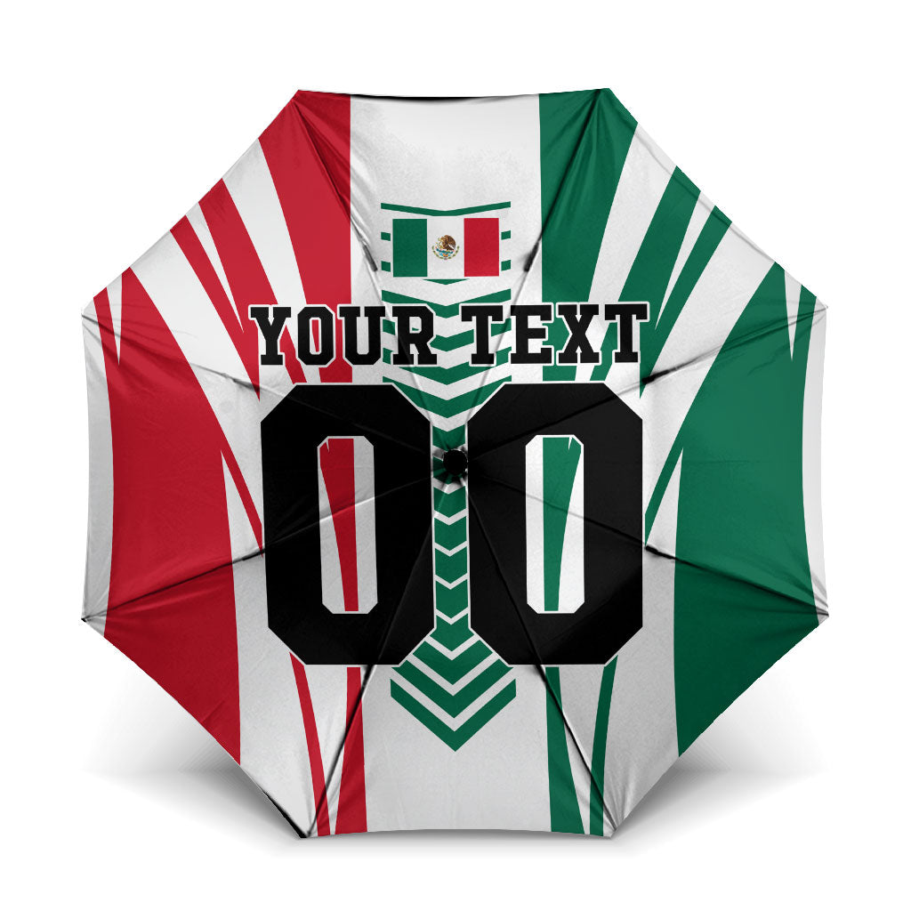 Personalized Mexico Football Umbrella Mexican Flag Jaguar Mascot Soccer Ball