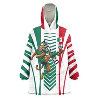 Personalized Mexico Football Wearable Blanket Hoodie Mexican Flag Jaguar Mascot Soccer Ball