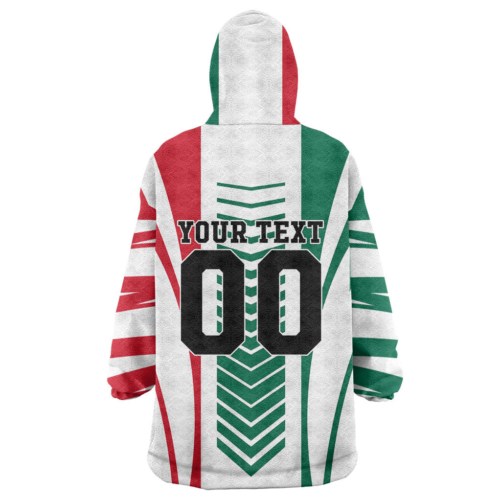 Personalized Mexico Football Wearable Blanket Hoodie Mexican Flag Jaguar Mascot Soccer Ball