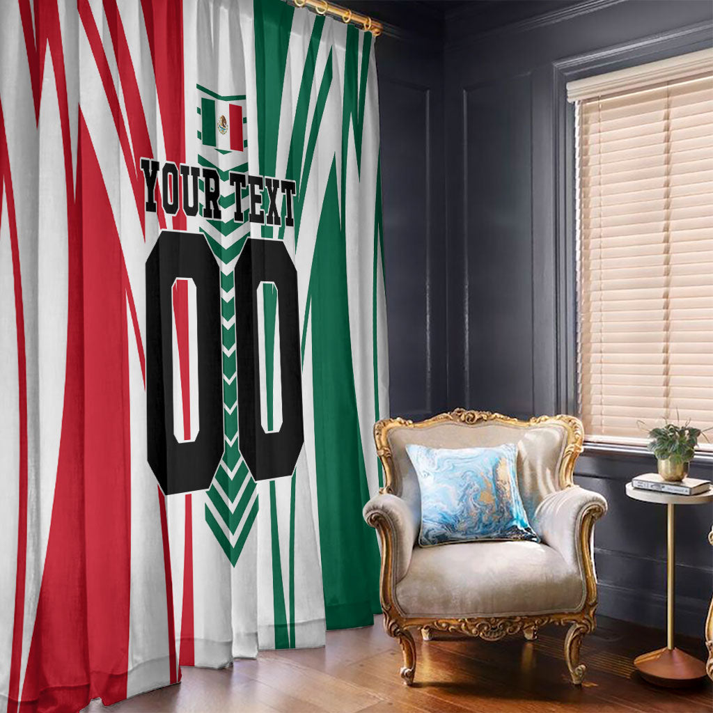 Personalized Mexico Football Window Curtain Mexican Flag Jaguar Mascot Soccer Ball
