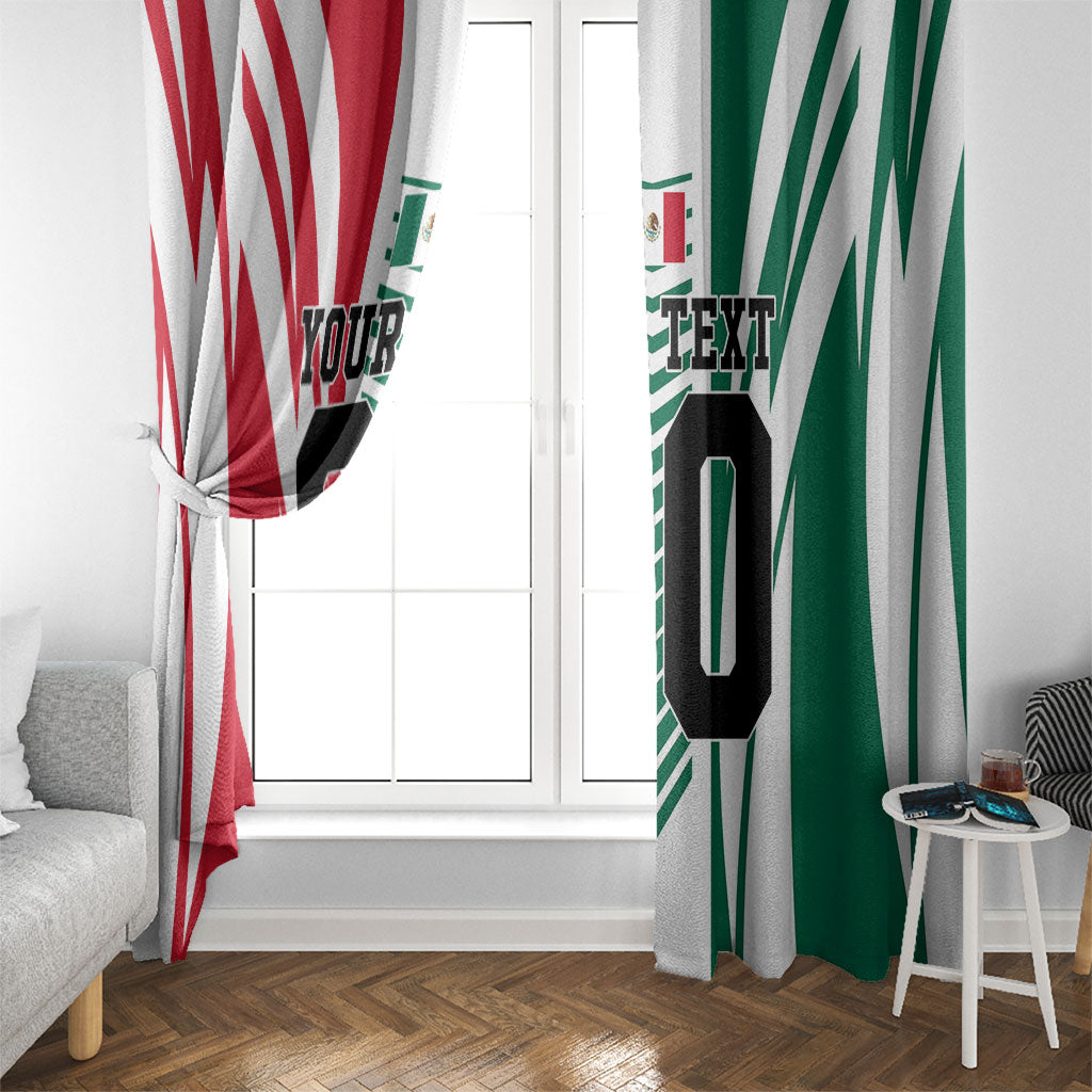 Personalized Mexico Football Window Curtain Mexican Flag Jaguar Mascot Soccer Ball