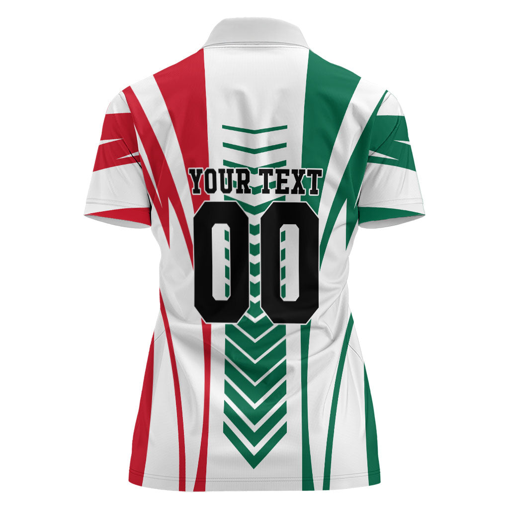 Personalized Mexico Football Women Polo Shirt Mexican Flag Jaguar Mascot Soccer Ball