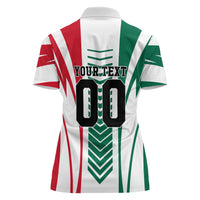 Personalized Mexico Football Women Polo Shirt Mexican Flag Jaguar Mascot Soccer Ball