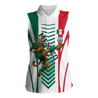 Personalized Mexico Football Women Sleeveless Polo Shirt Mexican Flag Jaguar Mascot Soccer Ball
