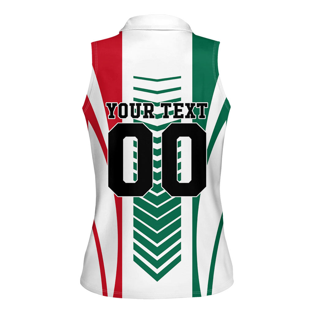 Personalized Mexico Football Women Sleeveless Polo Shirt Mexican Flag Jaguar Mascot Soccer Ball