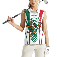 Personalized Mexico Football Women Sleeveless Polo Shirt Mexican Flag Jaguar Mascot Soccer Ball