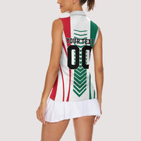 Personalized Mexico Football Women Sleeveless Polo Shirt Mexican Flag Jaguar Mascot Soccer Ball