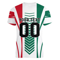 Personalized Mexico Football Women V-Neck T-Shirt Mexican Flag Jaguar Mascot Soccer Ball