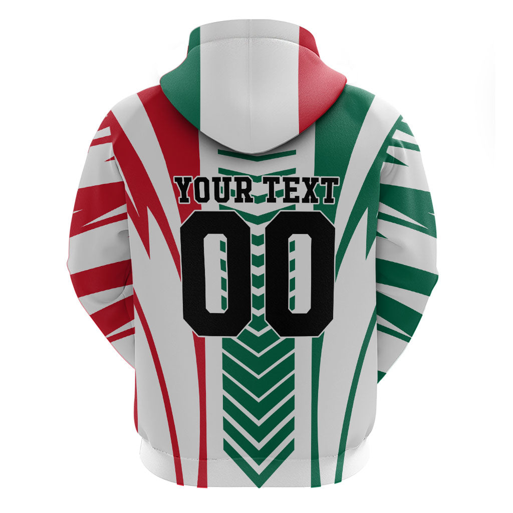 Personalized Mexico Football Zip Hoodie Mexican Flag Jaguar Mascot Soccer Ball