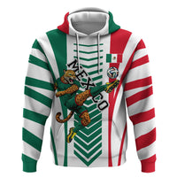 Personalized Mexico Football Zip Hoodie Mexican Flag Jaguar Mascot Soccer Ball