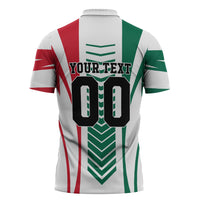 Personalized Mexico Football Zipper Polo Shirt Mexican Flag Jaguar Mascot Soccer Ball