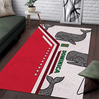 Dominica Flag Area Rug Tribal Turtle Pattern Red and White with Island Stars Design - Wonder Print Shop