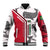 Dominica Flag Baseball Jacket Tribal Turtle Pattern Red and White with Island Stars Design - Wonder Print Shop