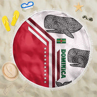 Dominica Flag Beach Blanket Tribal Turtle Pattern Red and White with Island Stars Design - Wonder Print Shop