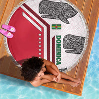 Dominica Flag Beach Blanket Tribal Turtle Pattern Red and White with Island Stars Design - Wonder Print Shop