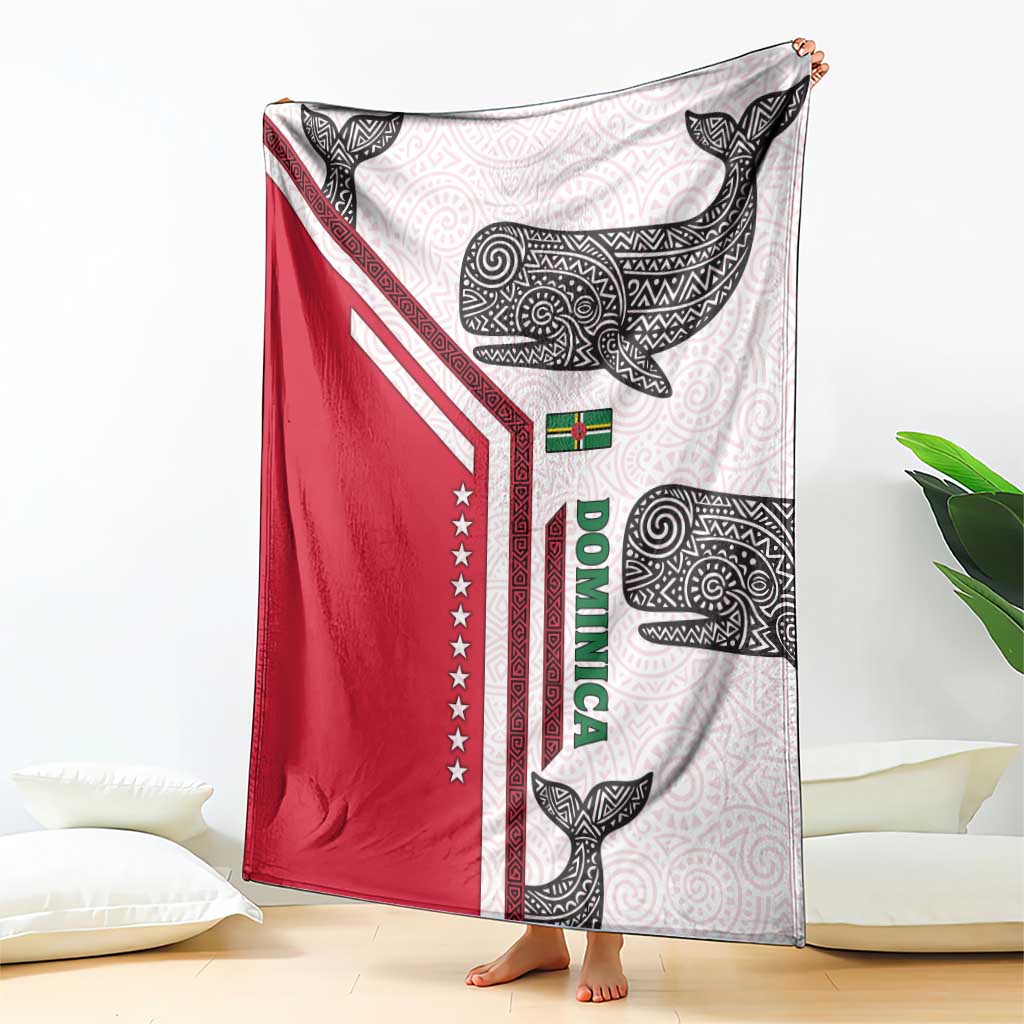 Dominica Flag Blanket Tribal Turtle Pattern Red and White with Island Stars Design - Wonder Print Shop