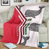 Dominica Flag Blanket Tribal Turtle Pattern Red and White with Island Stars Design - Wonder Print Shop