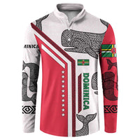 Dominica Flag Button Sweatshirt Tribal Turtle Pattern Red and White with Island Stars Design - Wonder Print Shop