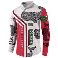 Dominica Flag Button Sweatshirt Tribal Turtle Pattern Red and White with Island Stars Design - Wonder Print Shop