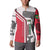 Dominica Flag Button Sweatshirt Tribal Turtle Pattern Red and White with Island Stars Design - Wonder Print Shop