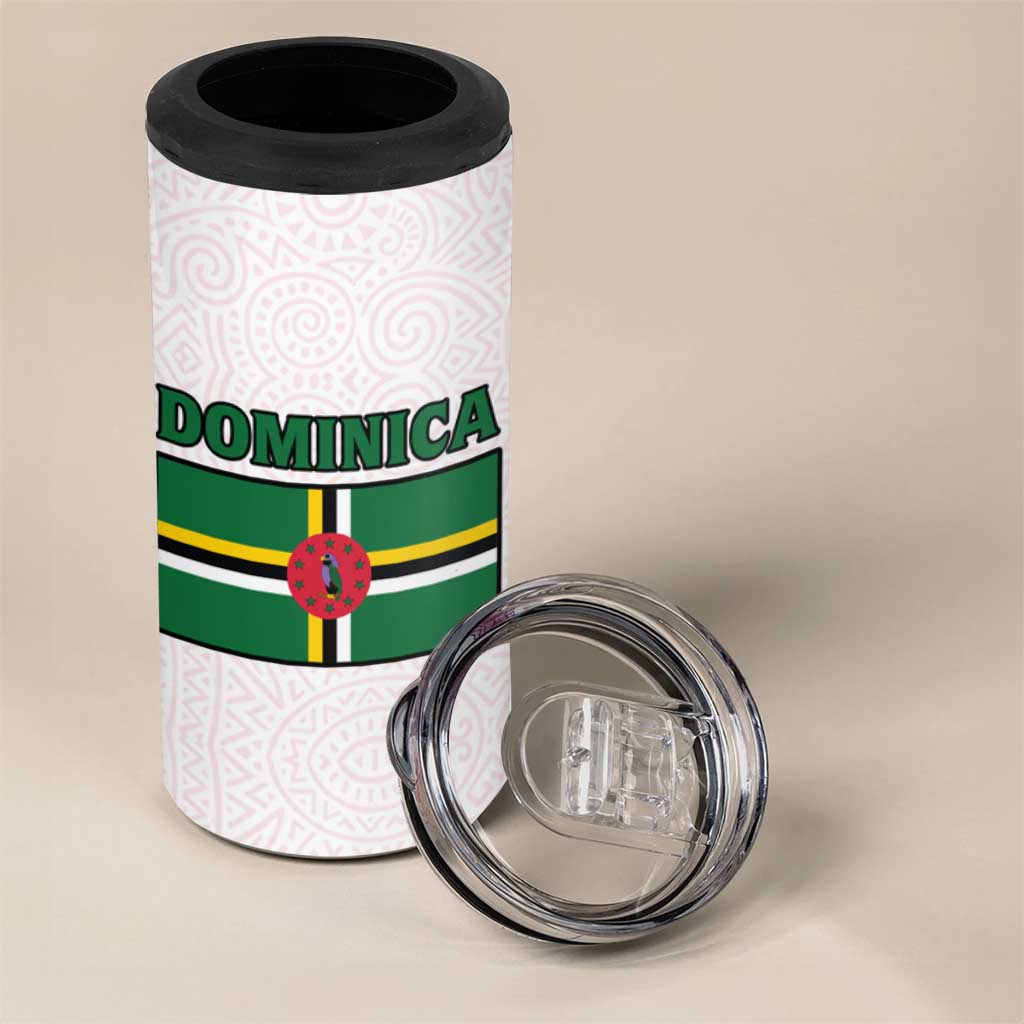 Dominica Flag 4 in 1 Can Cooler Tumbler Tribal Turtle Pattern Red and White with Island Stars Design - Wonder Print Shop